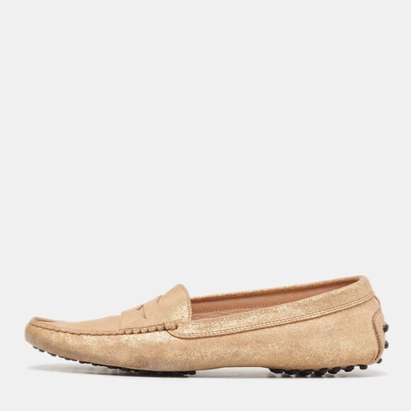 Tod´s Gold Glitter Suede Penny Loafers Size 41,New Products : American Fashion Style Bags On Sale